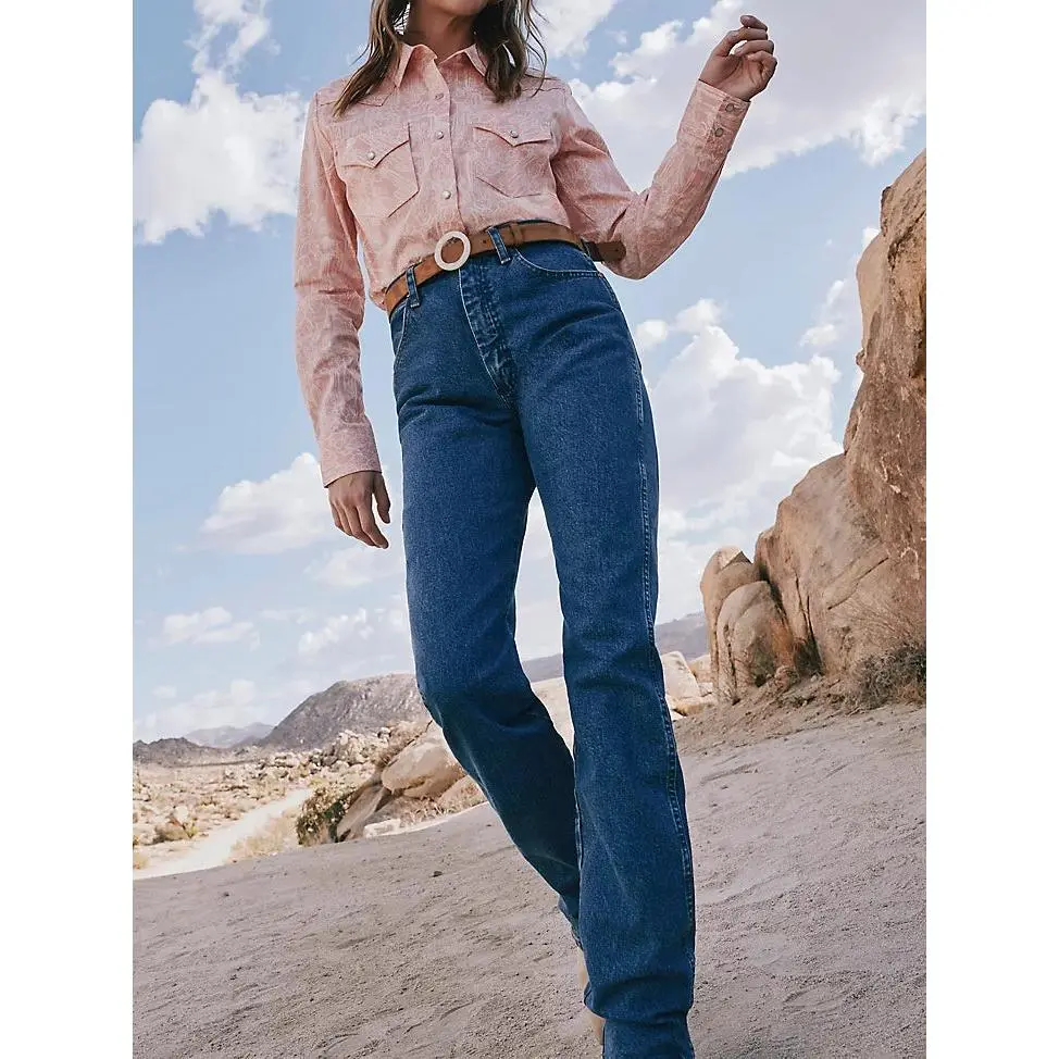 Wrangler Cowboy Cut Stonewash Women's Jeans, Original, Spandex, Cotton, Fitted, Pants, Bottom, Elastane, Slim, Denim, Pocket