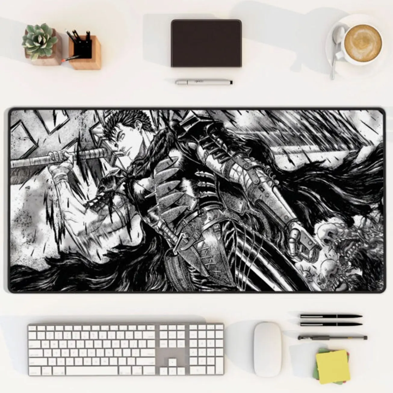 Berserk Guts Black and White Battle Stance Mouse Pad