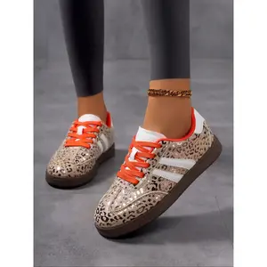 Women's Fashion Leopard Print Lace-Up Low-Top Sports Shoes, Outdoor & Daily Wear, Sporty Style, All Season Comfortable Footwear, Leopard Print Sneakers