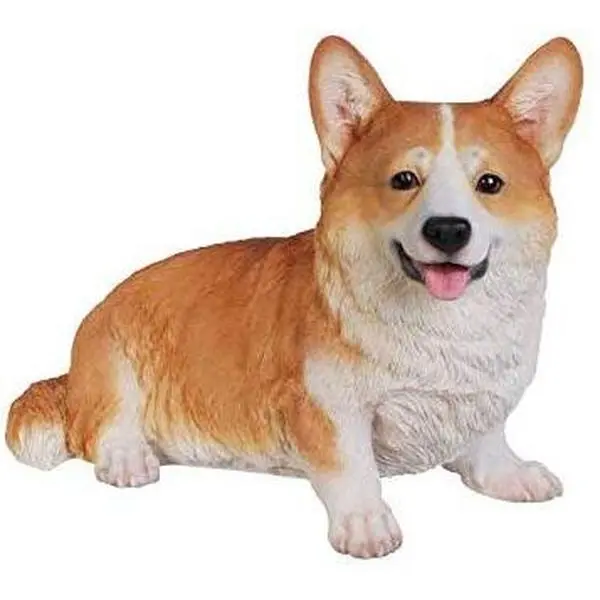 Ebros Gift 18.8in Large Size Realistic Hand Painted Welsh Corgi Dog Home Decor Resin Figurine with Streak Details and Glass Eyes