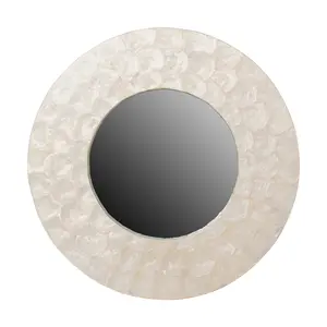Jemma Round Capiz Shell Wall Mirror, 27"