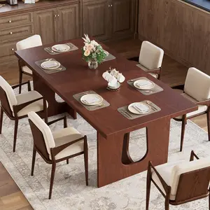 Garvee Dining Table for 6-8 People - 71" Modern Long Kitchen Table with Large Tabletop & Heavy Duty Pedestal Legs, Dinner Table for Kitchen, Conference Room, Home, Walnut