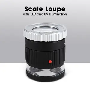 ILJL-375 Scale Loupe Magnifier 10x Magnification LED and UV Illumination Magnifying Glass for Jeweler, Gemstone, Coins and Stamp Collector, Watch Repair
