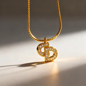 Pre-owned Dior Timeless Classic Fully Paved Crystal CD Logo Pendant Necklace Style D12, Luxury Sparkling Women's Fashion Jewelry