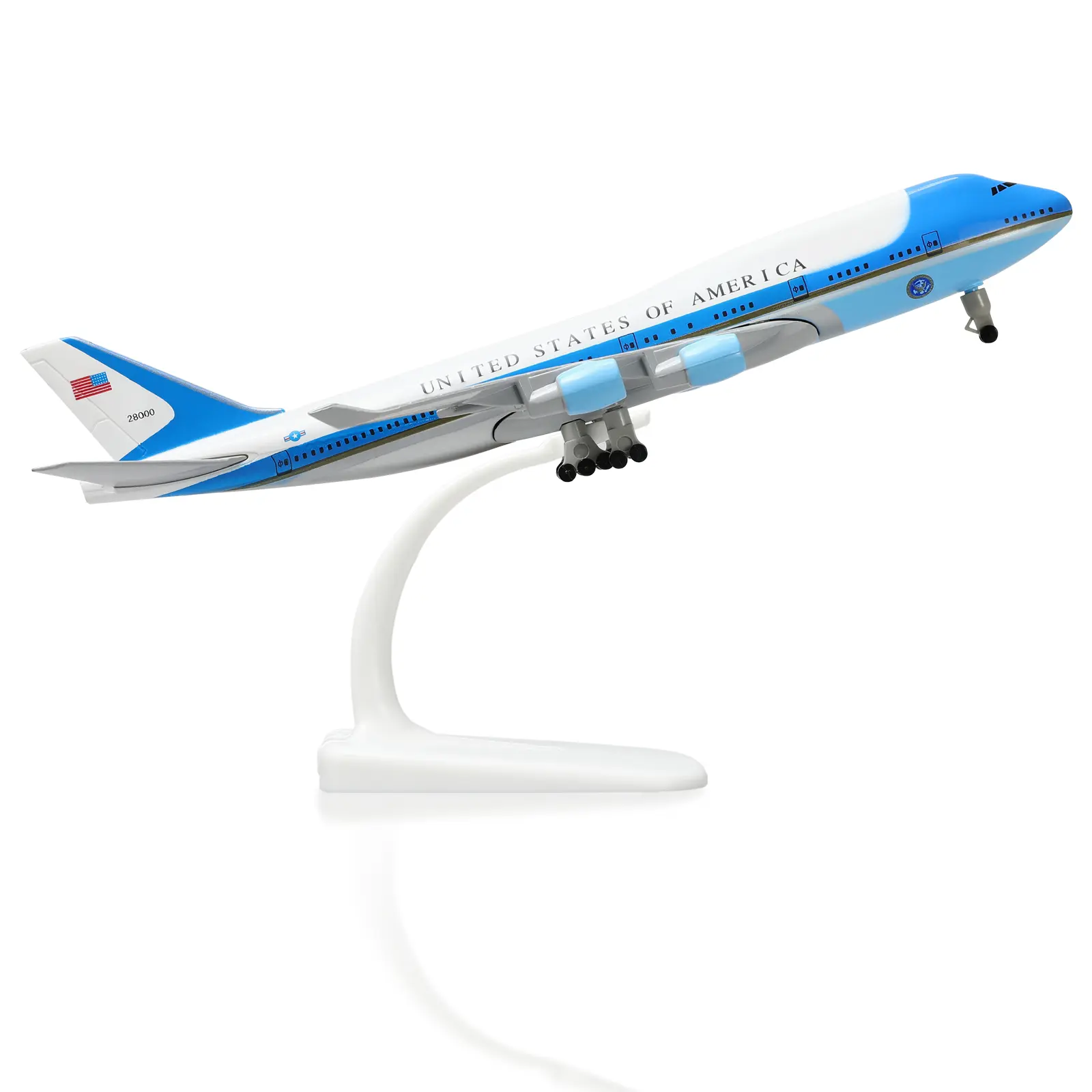1:300 Scale Air Force 1 Boeing 747-200B VC-25A (7.9in) Diecast Metal Military Airplane Model Kit with Stand, Ideal for Aviation Lovers' Collection or Gifting