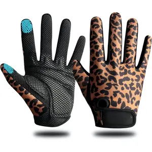 Leopard Print Workout Gloves for Women Weight Lifting Gym Gloves with Full Palm Protection and Extra Grip