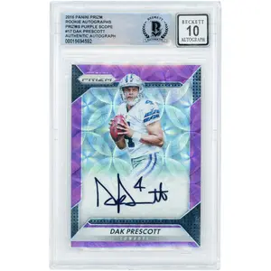 Dak Prescott Dallas Cowboys Autographed 2016 Panini Prizm Purple Scope Prizm #RA-DPS #58/99 BGS Authenticated Auto 10 Card - Fanatics Authentic Certified