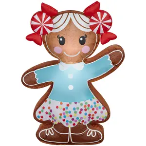 4ft Gingerbread Girl Christmas Airblown Inflatable – Fun Yard Decoration with LED Lights for Holiday Outdoor Display