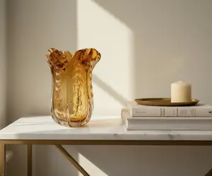 Gold Glass Vase - Premium Glass with Lustrous Gold Finish for Home Décor Weddings or Gifts Enhances Any Environment with Luxury