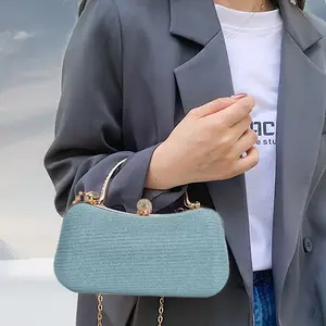 Glittery Mini Shoulder Bag for Women Elegant Clutch Purse Kiss Lock Chain Strap Cocktail Party Handbag