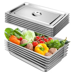 Hotel Pan with Lids 6 Pack Full Size 2.5" Deep Stainless Steel Steam Table Pan, Commercial  Pans for Catering Buffet Chafing Dish Pans Metal Steam Tray (1/1 Full Size x 2.5 Inch Deep, 6 Pack)