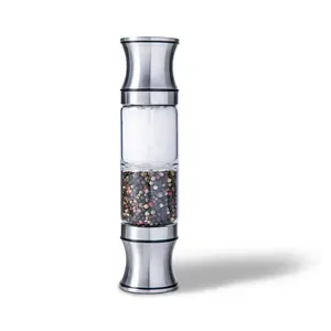 2 in 1 Salt and Pepper Grinder Combo – Manual Dual Salt and Pepper Grinder in One for Kitchen Use – Stainless Steel Himalayan Salt Grinder Refillable All-in-One