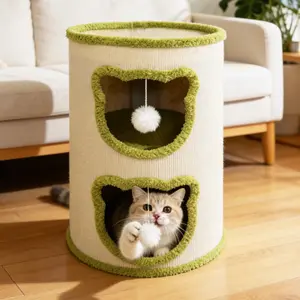 Super Large Cat House with Scratching Board and Climbing Frame, All-Season Tree Hole Enclosed Pet Bed, Ideal for Cats