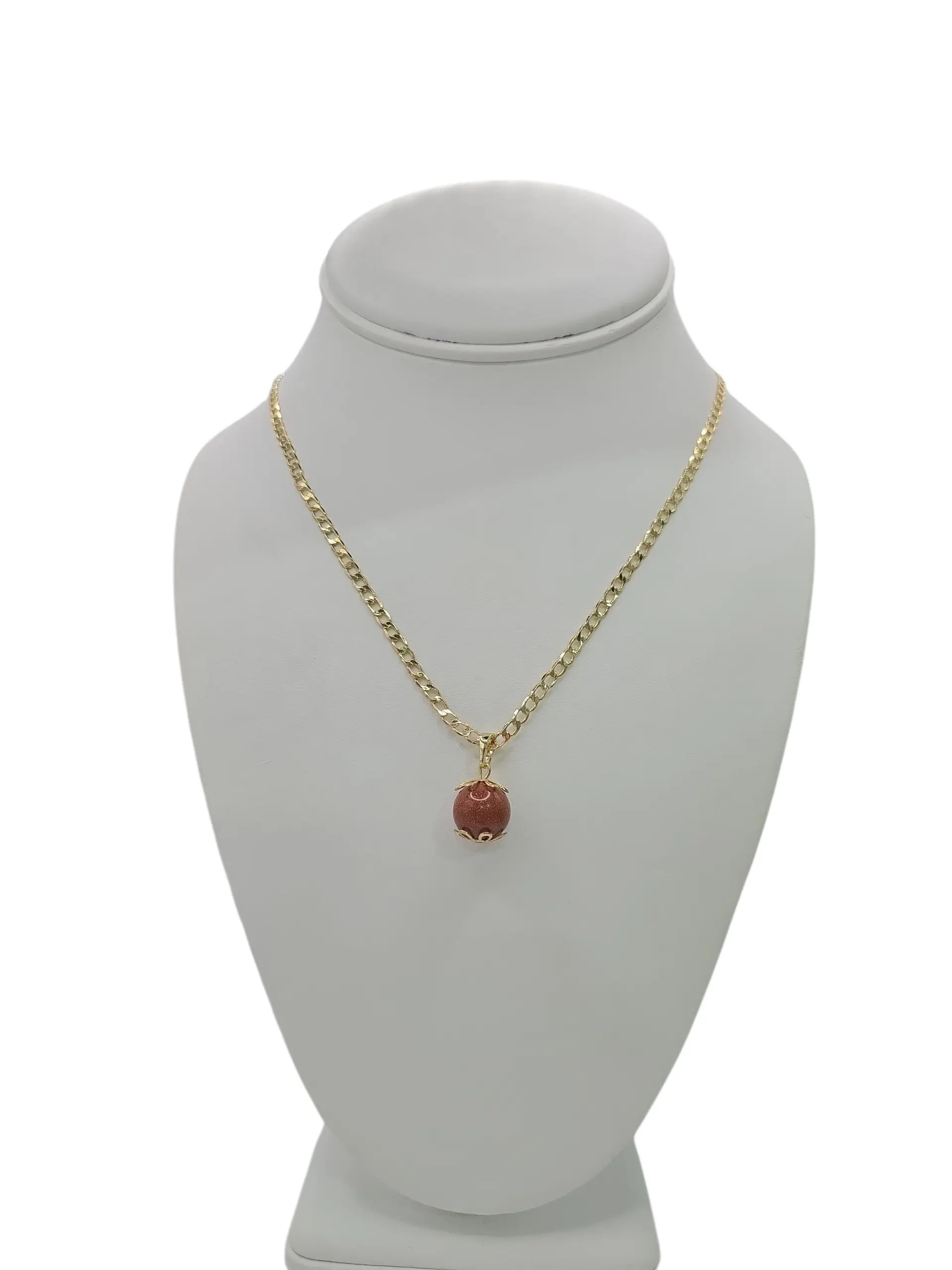 Cuban Link Chain With Aventurine Bead Pendant