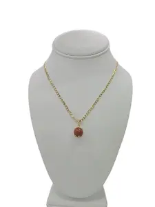 Cuban Link Chain With Aventurine Bead Pendant