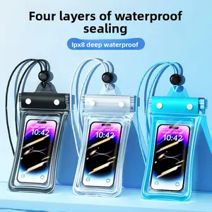Mobile phone waterproof bag can float touch screen with airbag swimming floating three-fold sealed diving cover takeaway rider to take pictures