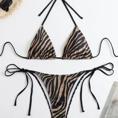 Zebra Side Tie Bikini Bottom Target TikTok Shop