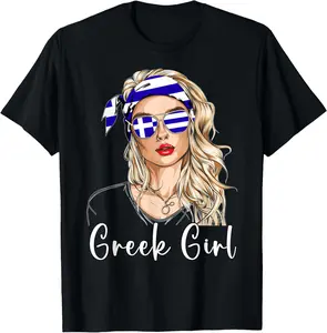 100%cotton Greek Flag Outfit for Woman Products Girl Greece T-Shirt Top Vintage