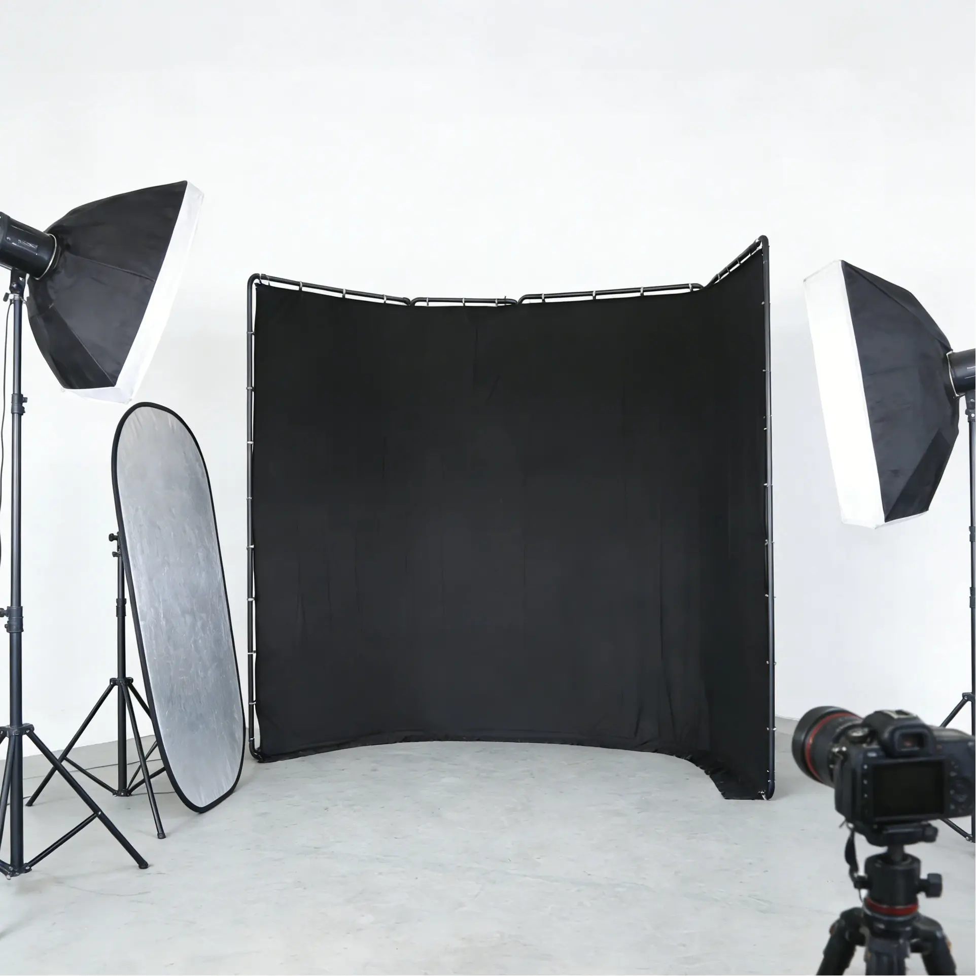 CNCEST New 13x8ft Portable Polyester Backdrop Stand - Black/Greenscreen, Opaque Collapsible Floor-Mount Photography Background Support with Carry Bag, Camera Accessory for YouTube Calls, Studio Interviews