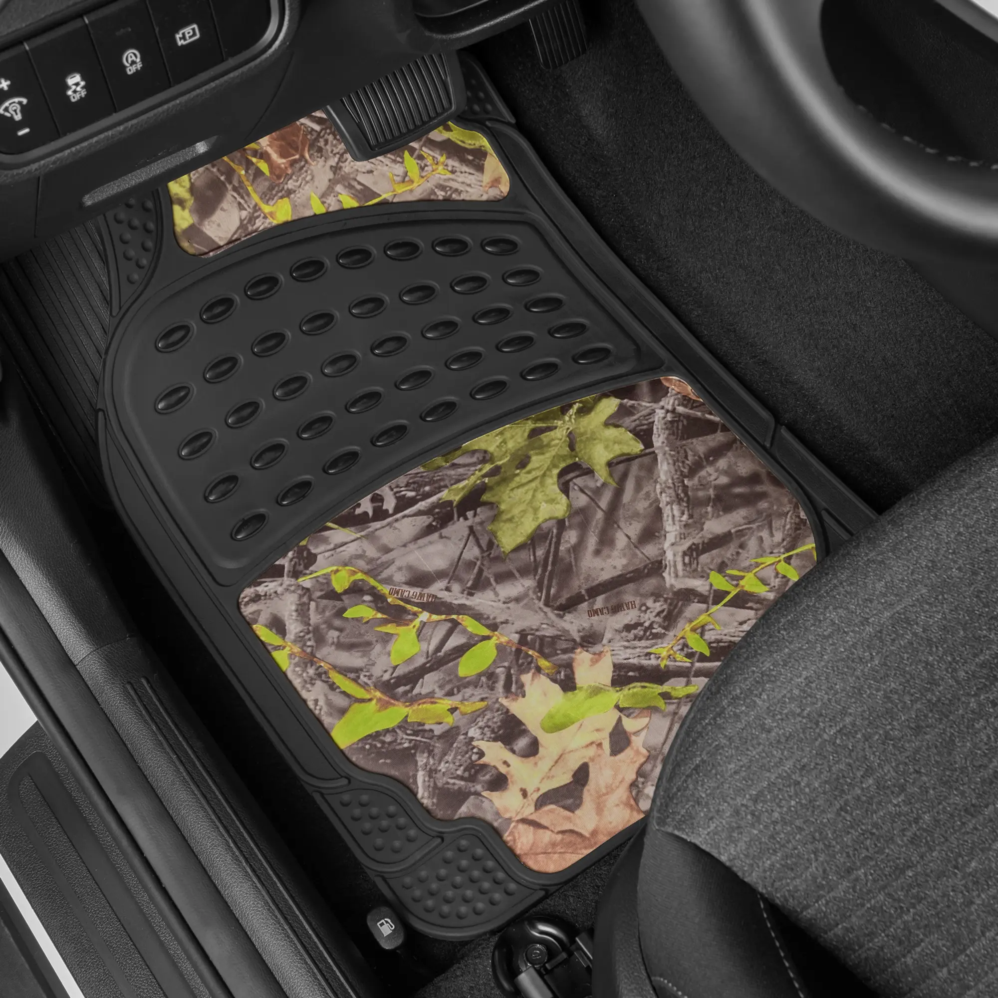 BDK Heavy Duty Camouflage 4pc Front & Rear Rubber Floor Mats for Car SUV Van & Truck All Weather Protection Waterproof & Weatherproof Camo