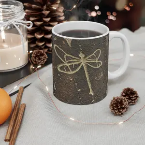 Mug 11oz Xtreme Petroglyphs Dragonfly Coffee Cup, Tea Mug, Ceramic Drinkware, Nature Lover Gift, Unique Pottery, Kitchen Decor Washable Reuse