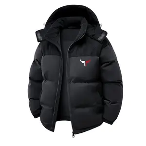 Men'S Heavyweight Winter Coat - Thermal Insulated Hooded Jacket with Zipper Closure, Non-Stretch Fabric, Long Sleeve Casual Outerwear for Cold Weather, Thick Menswear Tops Makapal Beige Khaki Plain winter outfits men puffer jacket men heated jacket