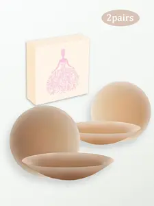 2 Pairs Women's Reusable Silicone Nipple Covers，Waterproof Invisible Pasties for Strapless Outfits, Comfortable Adhesive Bra Accessories with Gift Box