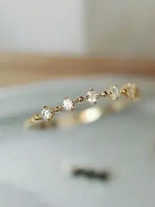 Fashion Rhinestone Decorated Stackable Promise Ring, Elegant Wedding Engagement Bridal Rings Jewelry Gift for Women, Casual Jewelry for Party, Daily Clothing Decor, Dainty Stacking Rings