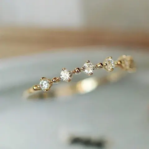 Fashion Rhinestone Decorated Stackable Promise Ring, Elegant Wedding Engagement Bridal Rings Jewelry Gift for Women, Casual Jewelry for Party, Daily Clothing Decor