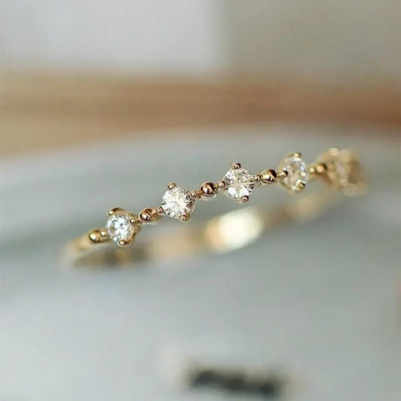 Fashion Rhinestone Decorated Stackable Promise Ring, Elegant Wedding Engagement Bridal Rings Jewelry Gift for Women, Casual Jewelry for Party, Daily Clothing Decor