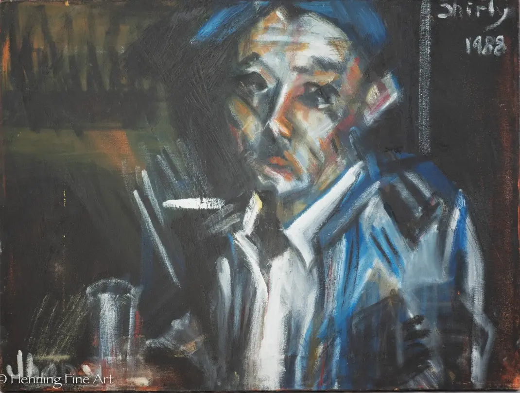 Beautiful Vintage Abstract Expressionist Oil Painting of Dark Male Portrait