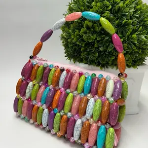 Candy Pop Beaded Bag for Outings and Occasions - Beaded Design with Unique marble  Accents
