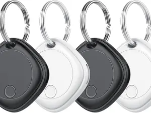 Air Tracker Tags-4 Pack, Bluetooth Tracker Works with Apple Find My APP (iOS Only), Bluetooth Smart Air Tag Keys Finder and Item Locator for Keys, Bags, Luggage, Wallet, Replaceable Battery