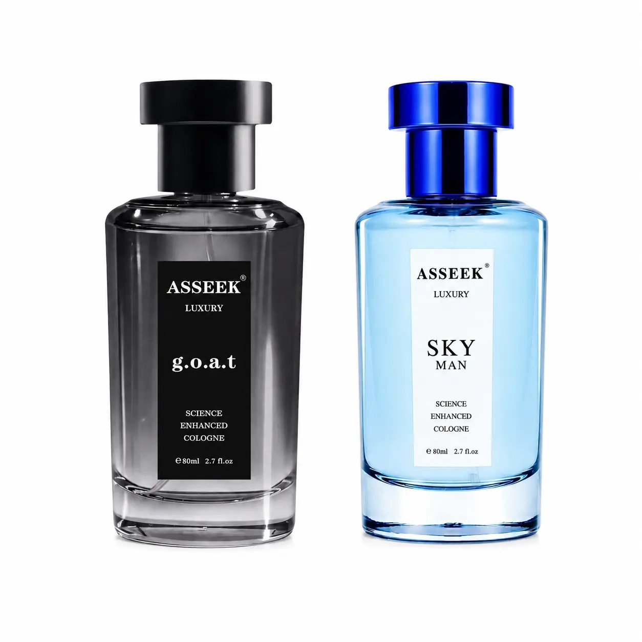 ASSEEK Luxury g.o.a.t & SKY MAN Men's Cologne Set | 2 x 80ml (2.7 fl oz Each) | Lemon, Cedar, Apple, Bergamot & Driftwood | Woody Fougere & Fresh Aquatic Fragrance Gift Set for Men