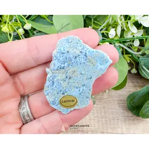 Raw Larimar with One Polished Side No. 33 | Rare Dominican Stone of Atlantis Crystal for Healing, Clarity & Feminine Energy