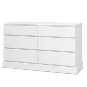 51.5 Inches Wide Dresser with 6 Drawers White