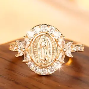 14K Gold Virgin Mary Wedding Ring – Elegant, Fashionable & Unique Jewelry for Daily Wear & Special Holidays