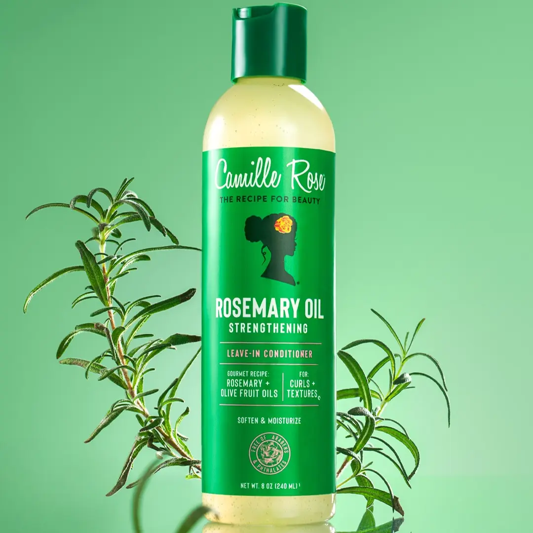Camille Rose Rosemary Oil Strengthening Leave-In Conditioner, 8 oz, Daily Texture Moisturizer, Strengthening, Detangling, Scalp Health, Reduced Breakage, For All Hair Types