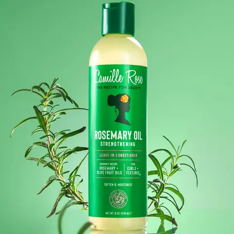 Camille Rose Rosemary Oil Strengthening Leave-In Conditioner, 8 oz, Daily Texture Moisturizer, Strengthening, Detangling, Scalp Health, Reduced Breakage, For All Hair Types
