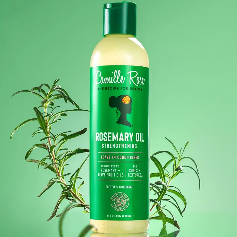 Camille Rose Rosemary Oil Strengthening Leave-In Conditioner, 8 oz, Daily Texture Moisturizer, Strengthening, Detangling, Scalp Health, Reduced Breakage, For All Hair Types