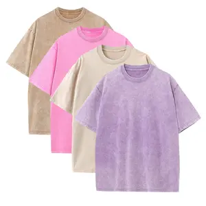 (Bundle & Save) 4-Pack Heavyweight Acid Wash Shirts - Unisex Oversized Vintage Cotton Tees, Baggy Gym Tops