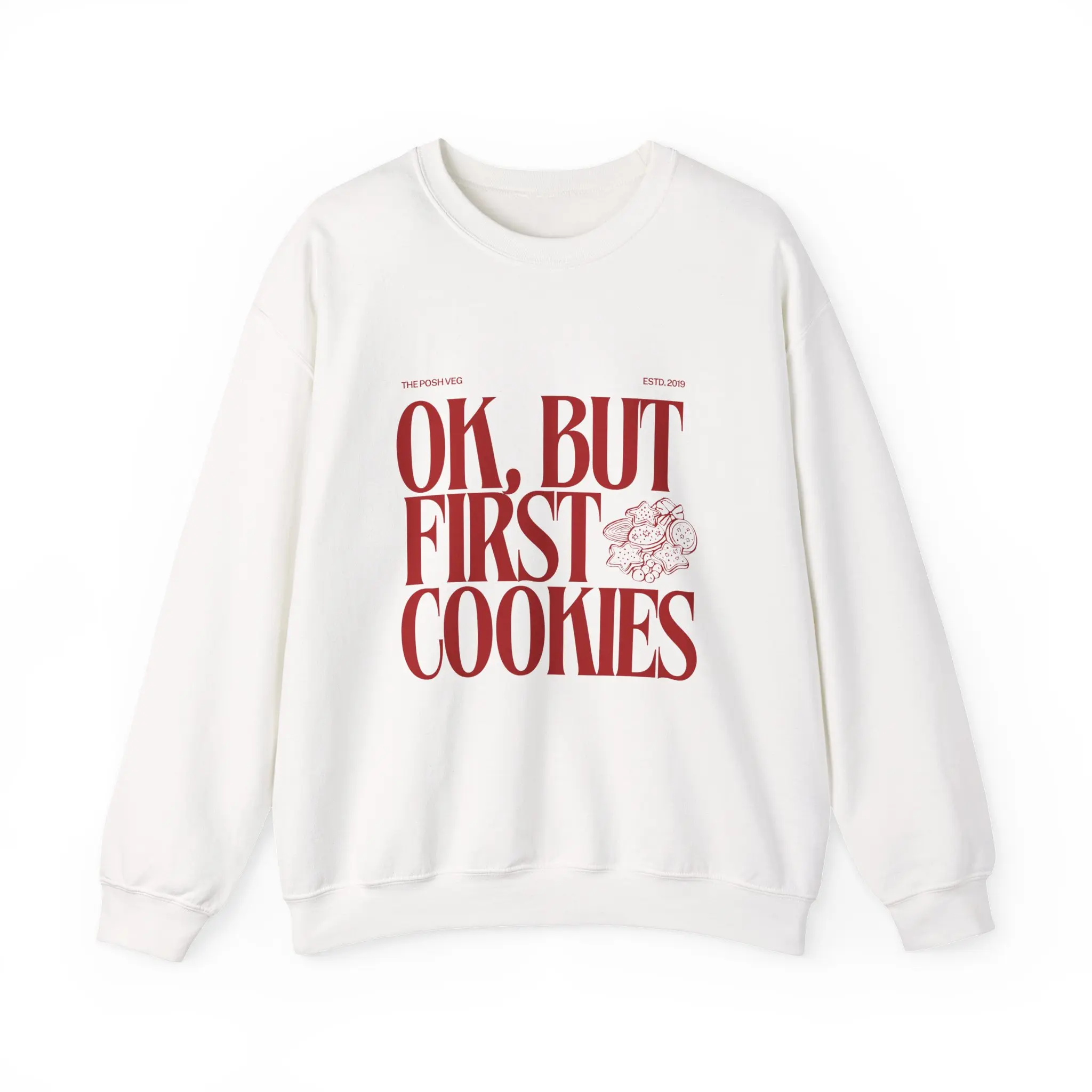 OK, But first Cookies Crewneck Sweatshirt | Christmas gift for women | Christmas Sweater Cotton Fabric