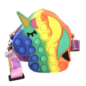 Fashion Culture Women's Tiny Size Unicorn Print Cute Coin Purse - Multicolored Bubble Fidget Micro Crossbody Bag