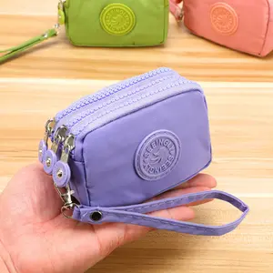 1pc Mini Simple Nylon Coin Purse - Mini key bag with three zippers, suitable for storing bank cards, ID cards, lipstick and cosmetics, an easy-to-care-for small wallet for women. Teen girl gifts
