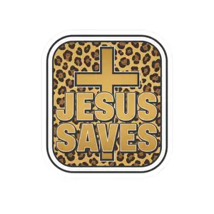 Jesus Saves - Leopard Print Cross | Singular Large Sticker