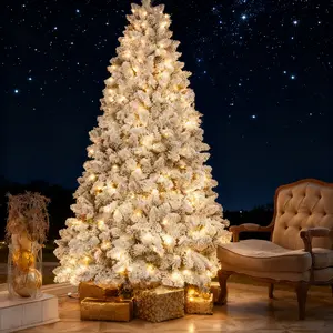 iCapeson 4FT Pre-Lit Flocked Christmas Tree with 150 UL Lights & 21 Pine Cones | 366 Snowy PVC Tips, Hinged Structure & Stable Metal Stand for Easy Setup