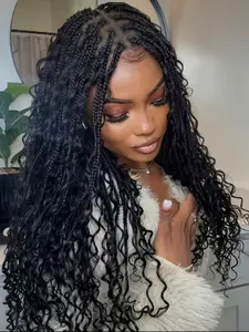 20 Inch Long Wavy Synthetic Lace Wigs for Women, Gorgeous Fluffy Wigs with Baby Hair Bangs, Synthetic Full Lace Wigs for Party, Daily Use, Lace Front Wigs