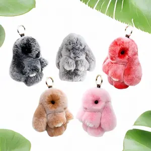 [BunnyLulu]Handmade Rabbit Shape Bunny PomPom Keychain, Knitted Frosty Bunny Keychain, Cute Summer, Holiday & Birthday Gift for Car Bags Phones, Charm Accessory Pendant -- 18cm/7.09in (Without Tin Box) FallFreshness