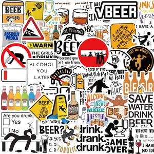 Beer Themed Sticker, 50/1000pcs Cartoon Alcohol Sticker, Funny Label Emotion Decorative Sticker, Diy Waterproof Decorative Cellphone Sticker for Phone Case & Water Bottle