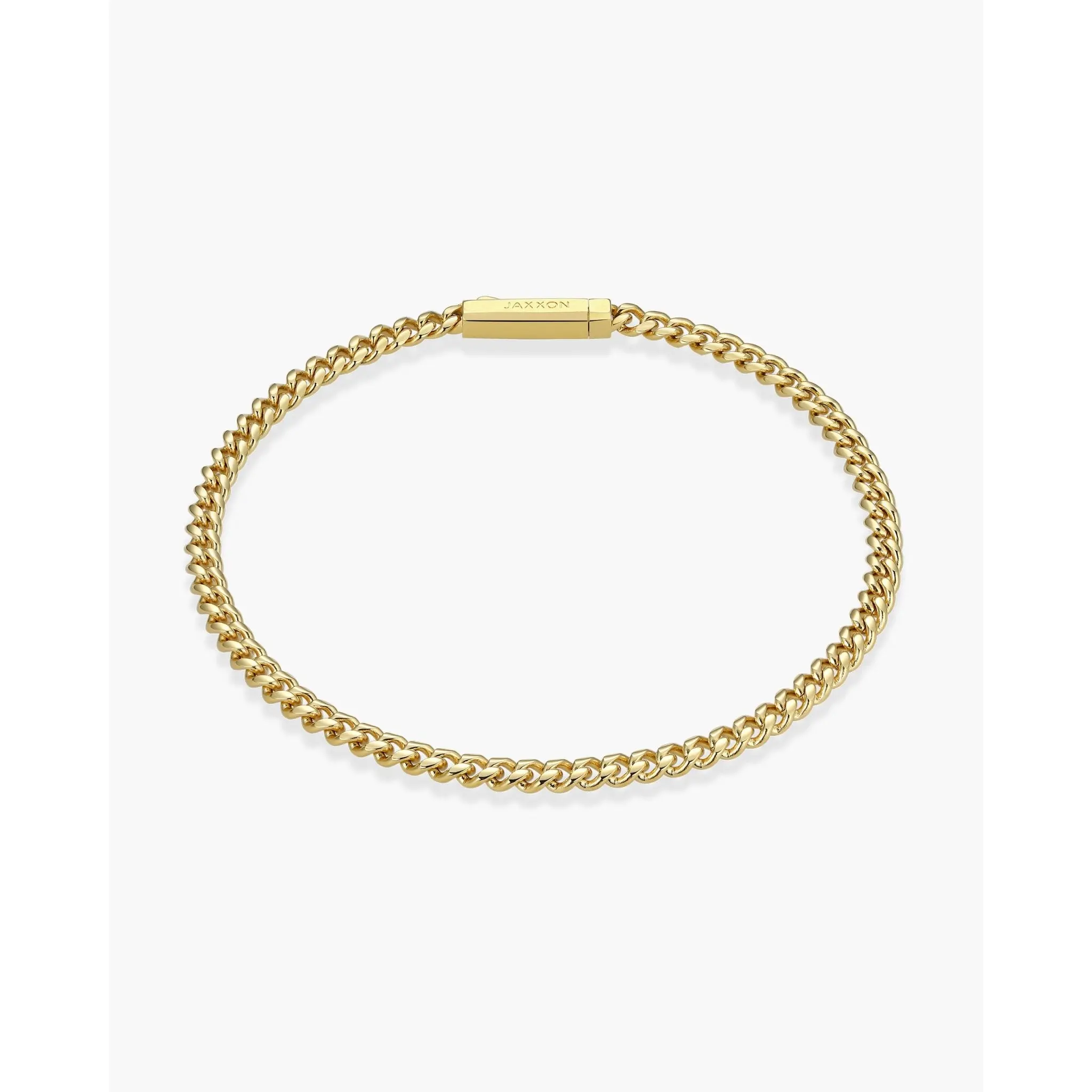 JAXXON Women's Cuban Link Bracelet 3mm - Gold - Waterproof - Box Clasp